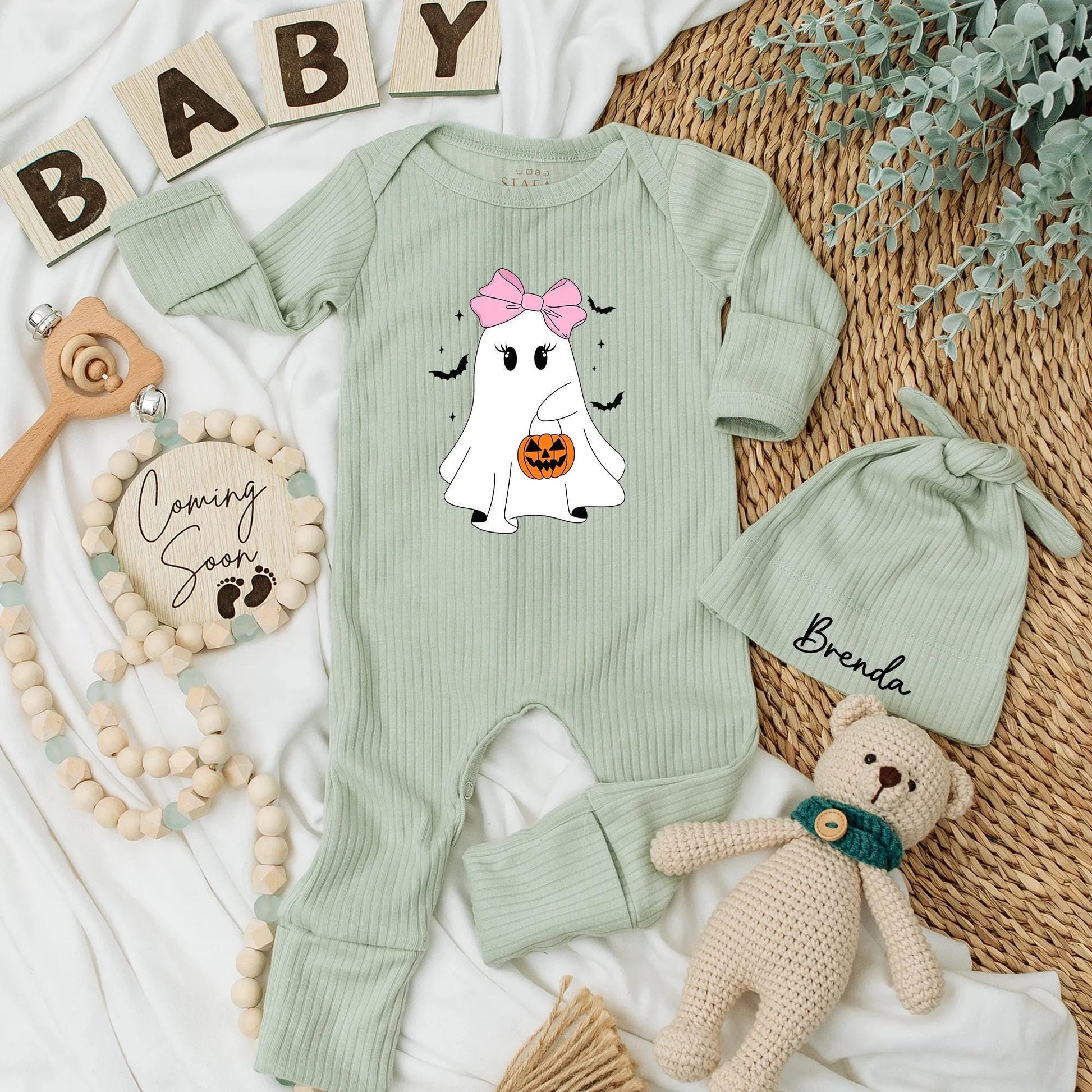 Spooky Ghost Baby Girl Bodysuit First Halloween Romper Cute Baby Boo Outfit Custom Gift for Newborn Little Boo