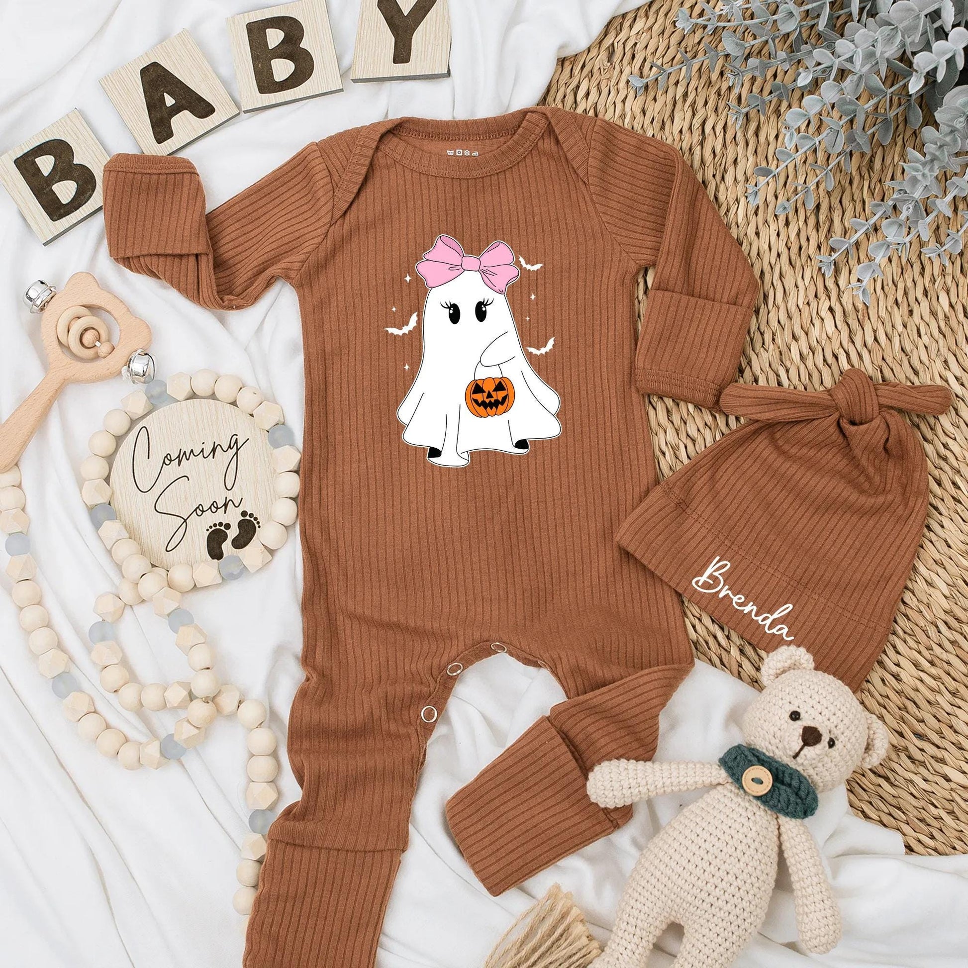 Spooky Ghost Baby Girl Bodysuit First Halloween Romper Cute Baby Boo Outfit Custom Gift for Newborn Little Boo