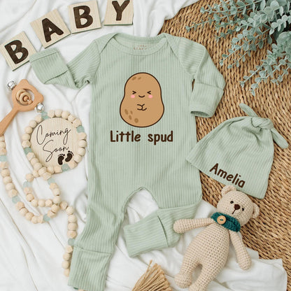 Custom Funny Little Spud Baby Bodysuit Potato Newborn Romper Cute Vegetable Outfit Shower Gift Comfortable Infant Apparel