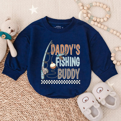 Daddy's Fishing Buddy Bubble Romper Baby Boy Outdoor Lake Day Bodysuit Father Son Matching Cute Outdoor Baby Shower Gift