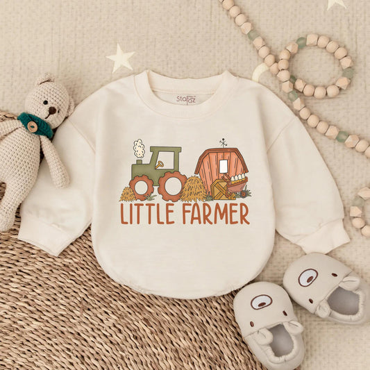 Little Farmer Boy Bubble Romper Cute Farm Baby Outfit for Boys Toddler Tractor Lover Coming Home Bodysuit Sweet Baby Shower Gift Idea