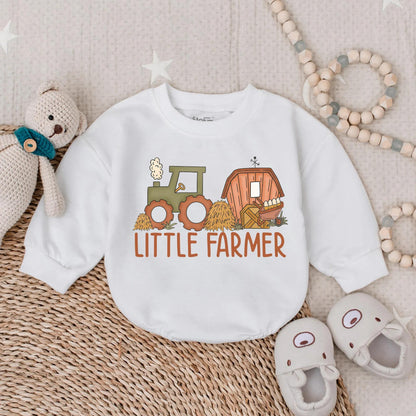 Little Farmer Boy Bubble Romper Cute Farm Baby Outfit for Boys Toddler Tractor Lover Coming Home Bodysuit Sweet Baby Shower Gift Idea