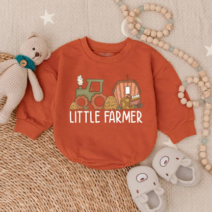 Little Farmer Boy Bubble Romper Cute Farm Baby Outfit for Boys Toddler Tractor Lover Coming Home Bodysuit Sweet Baby Shower Gift Idea