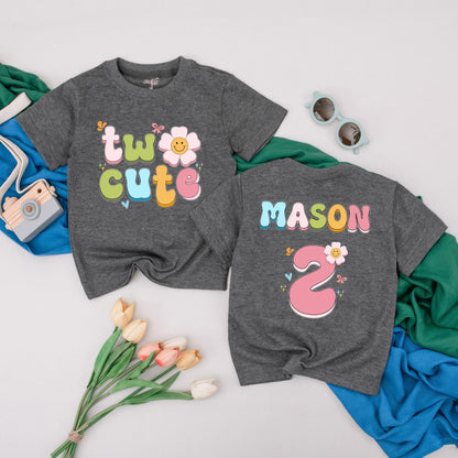 Personalized Two Cute Birthday T-Shirt for 2nd Birthday Girl Outfit, a charming toddler tee and two year old gift idea perfect for summer celebrations