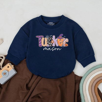 Personalized Halloween Ghost Pumpkin Baby Romper Cute Spooky Name Bodysuit for Fall Baby Clothes