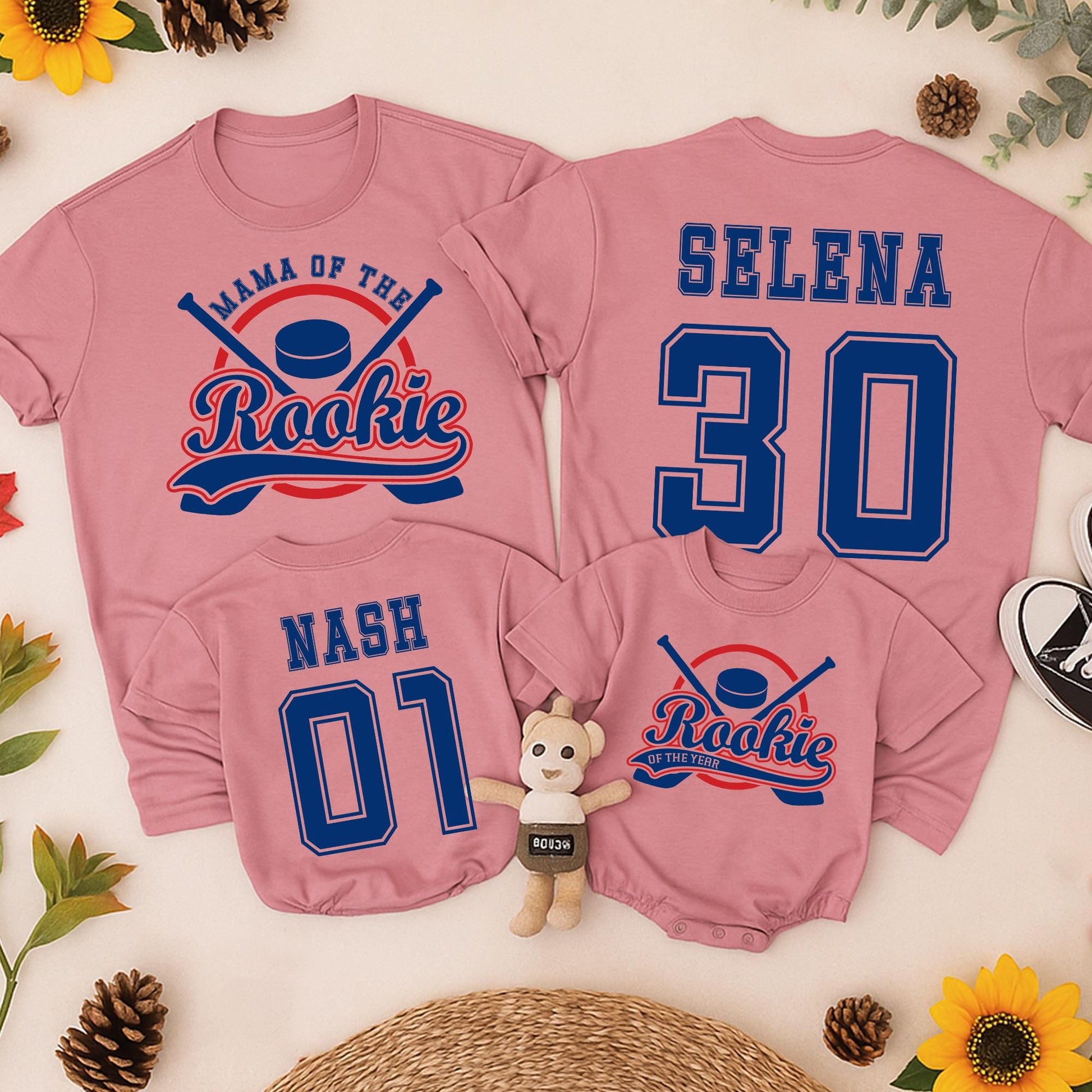 Silly Baby Boy Rookie of the Year 1st Birthday Shirt Funny Hockey Theme One Year Old Tee Vintage Sporty Aesthetic Outfit Blue Red