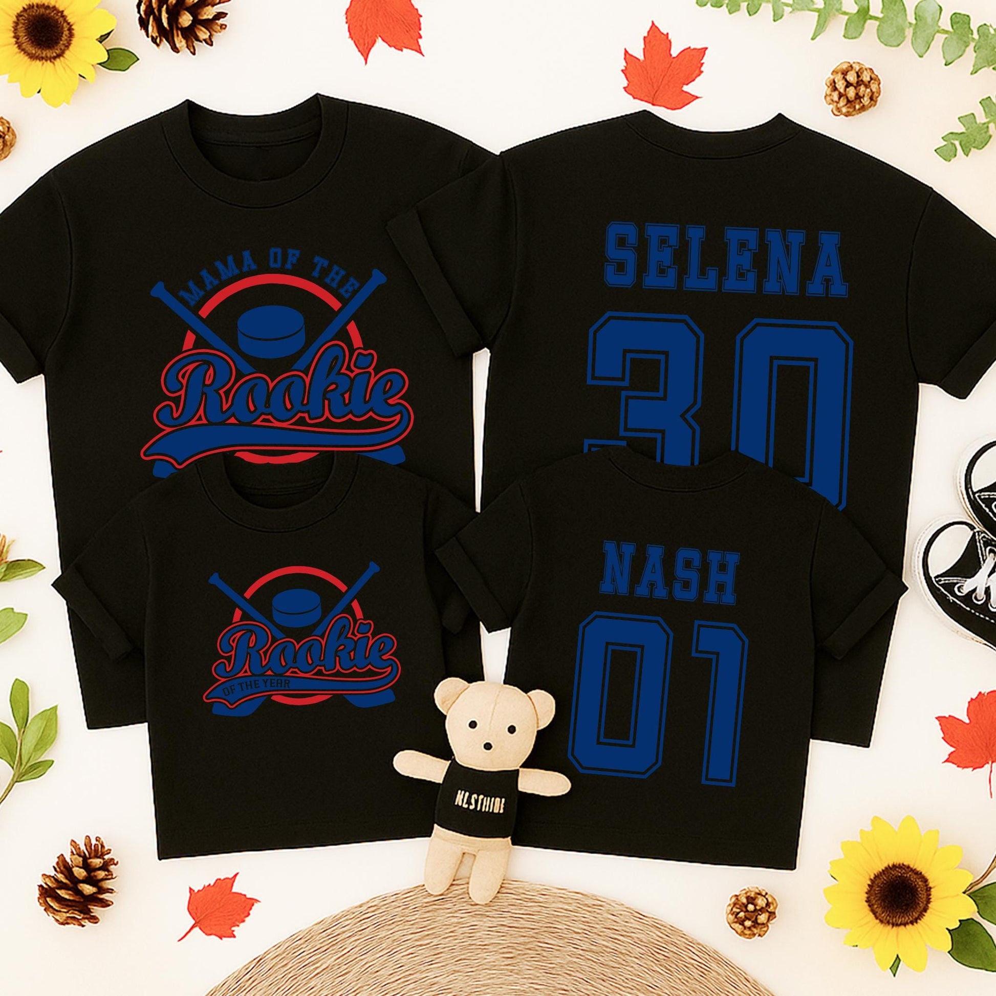 Silly Baby Boy Rookie of the Year 1st Birthday Shirt Funny Hockey Theme One Year Old Tee Vintage Sporty Aesthetic Outfit Blue Red