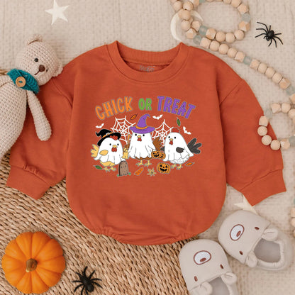 Chick or Treat Halloween Baby Romper Cute Spooky Chicken Costume Infant Toddler Fall Clothes