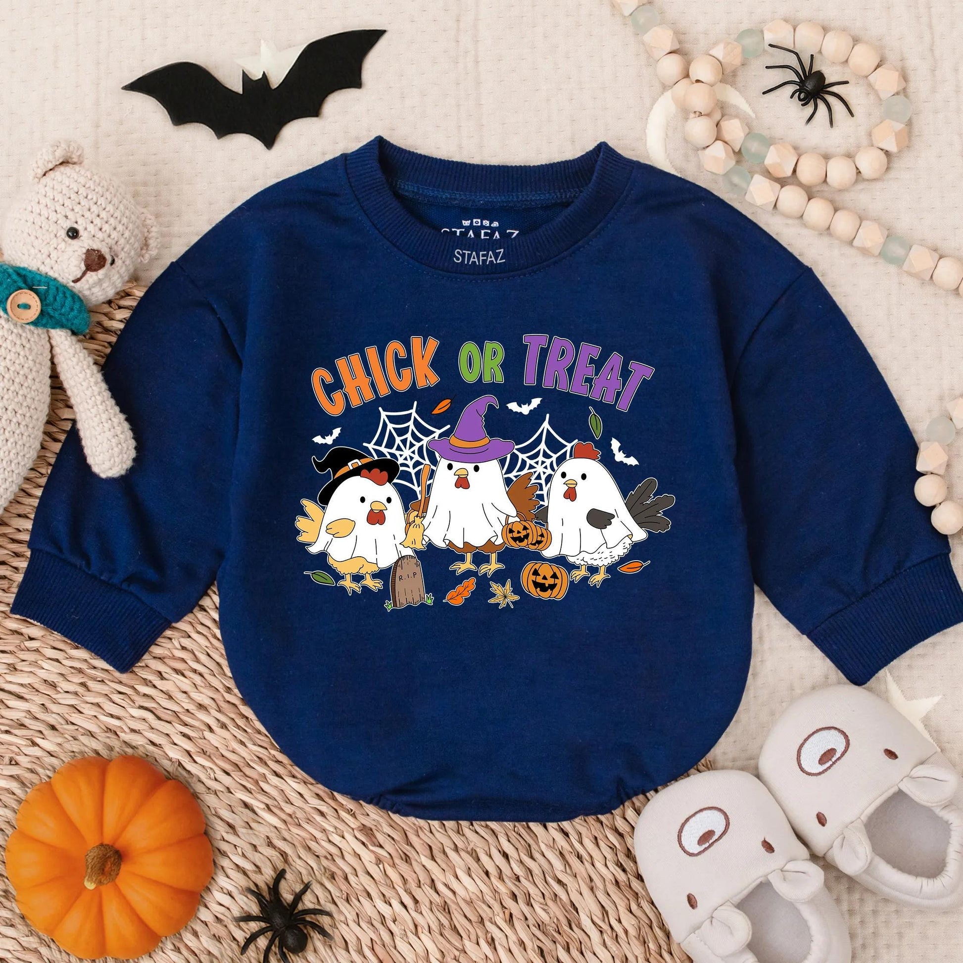 Chick or Treat Halloween Baby Romper Cute Spooky Chicken Costume Infant Toddler Fall Clothes