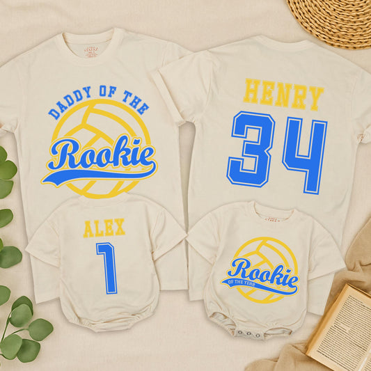 Daddy of the Rookie Volleyball Birthday Shirt, 1st Birthday Tee, Rookie of The Year, Baby Rookie Family Shirts, Personalized Volleyball Gift  