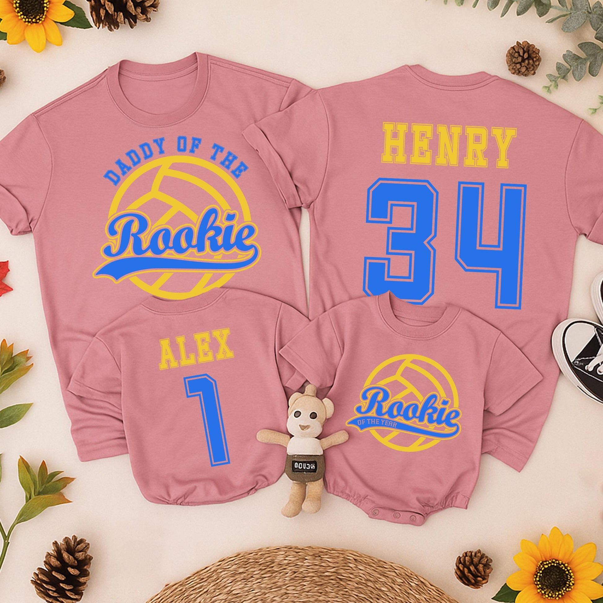 Daddy of the Rookie Volleyball Birthday Shirt, 1st Birthday Tee, Rookie of The Year, Baby Rookie Family Shirts, Personalized Volleyball Gift  
