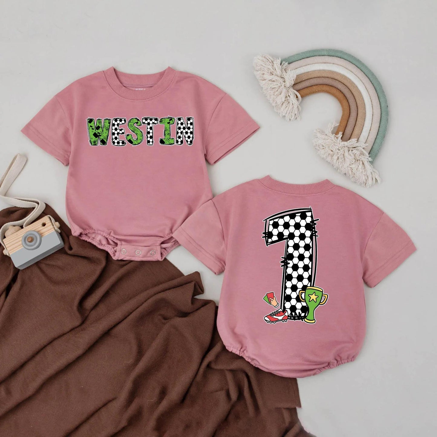 Custom Westin Soccer Baby Romper with Name & Number 1 Jersey Bodysuit Gift, Toddler Sports Outfit, Game Day Fun for Baby Boy or Girl