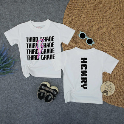 Custom Third Grade Lightning Bolt Name Shirt for Kids Back to School First Day 1st Grade Tee Cute School