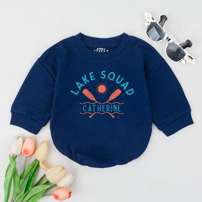 Personalized Lake Squad Romper: Custom Catherine's Lake Vacation Baby Outfit, Summer Camping Infant Sweatshirt, Cute Baby Shower Gift, Boy or Girl, Oars 139 chars