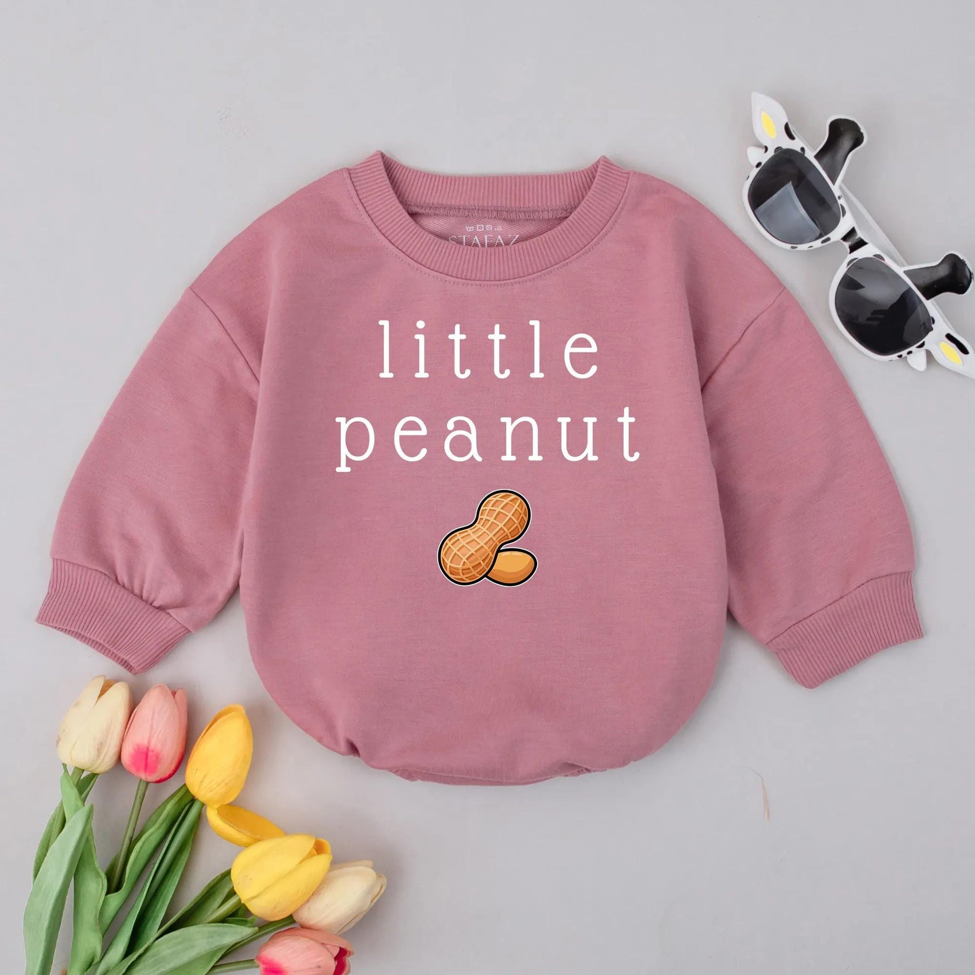 Little Peanut Baby Romper Cute Peanut Illustration Funny Food Bodysuit Baby Announcement Outfit Baby Shower Gift One Birthday Clothes