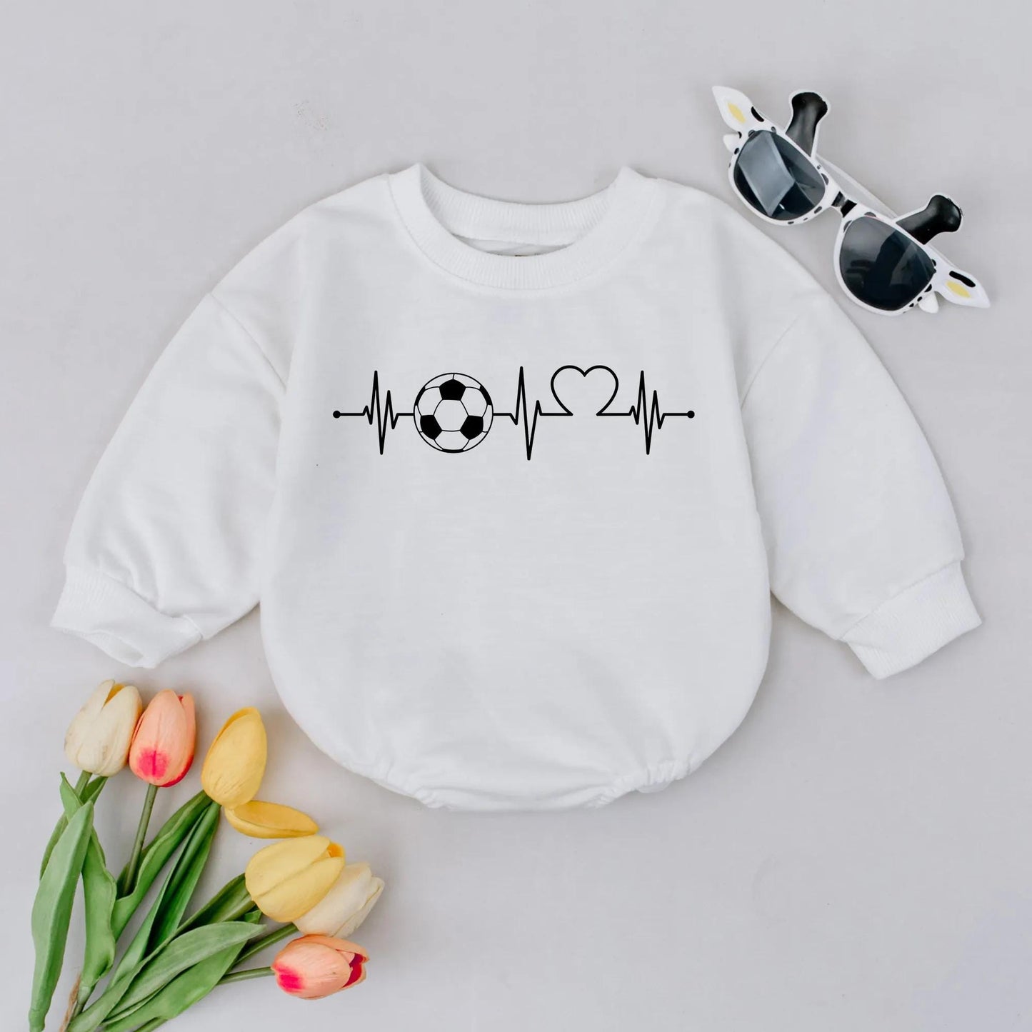 Sporty Soccer Heartbeat Baby Romper Newborn Football Bodysuit Infant Boy Outfit Unique Shower Gift Coming Home Wear Soft Comfortable Cotton