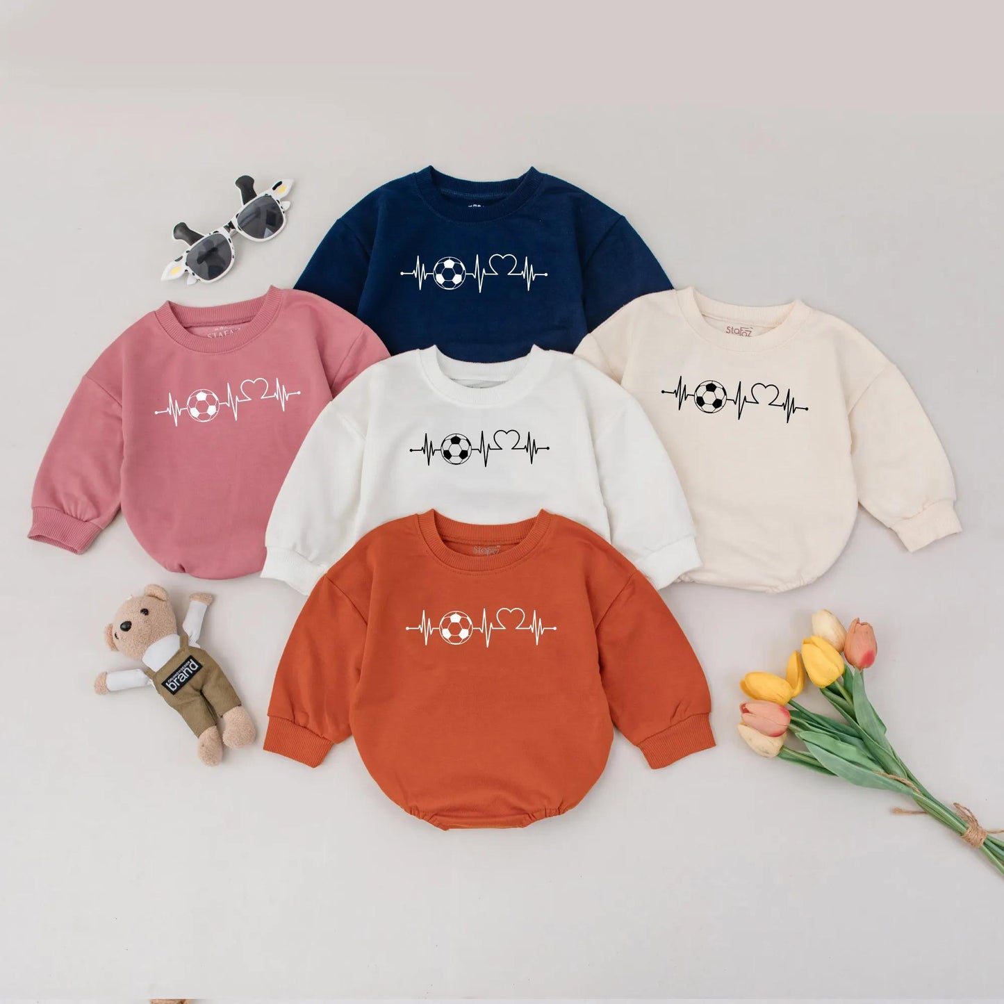 Sporty Soccer Heartbeat Baby Romper Newborn Football Bodysuit Infant Boy Outfit Unique Shower Gift Coming Home Wear Soft Comfortable Cotton