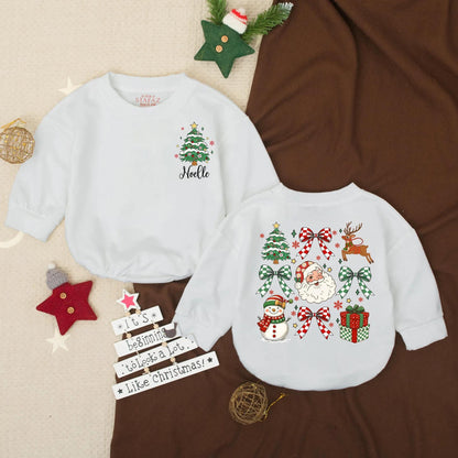My First Christmas Bubble Romper "Noelle" Tree Baby Outfit Festive Newborn Sweatshirt, Red Car Holiday Romper, Winter Baby Shower Gift Set,137 chars