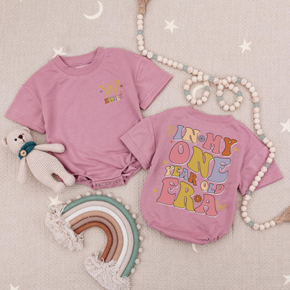 Personalized Name One Year Old Era Baby Romper for First Birthday Celebration Outfit Baby Girl or Boy Bodysuit Soft Cotton Cute Gift Idea