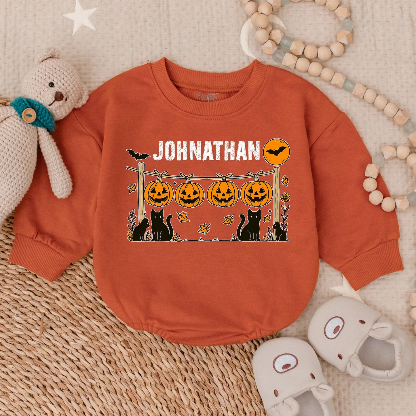 Spooky Baby Boy Bubble Romper Custom Scary Infant Halloween Costume Creepy Toddler Fall Bodysuit Outfit for October Babies