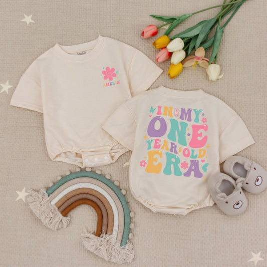 My One Year Old Era Personalized Name Romper Custom 1st Birthday Outfit Cute Baby Bodysuit First Birthday Party Gift Idea