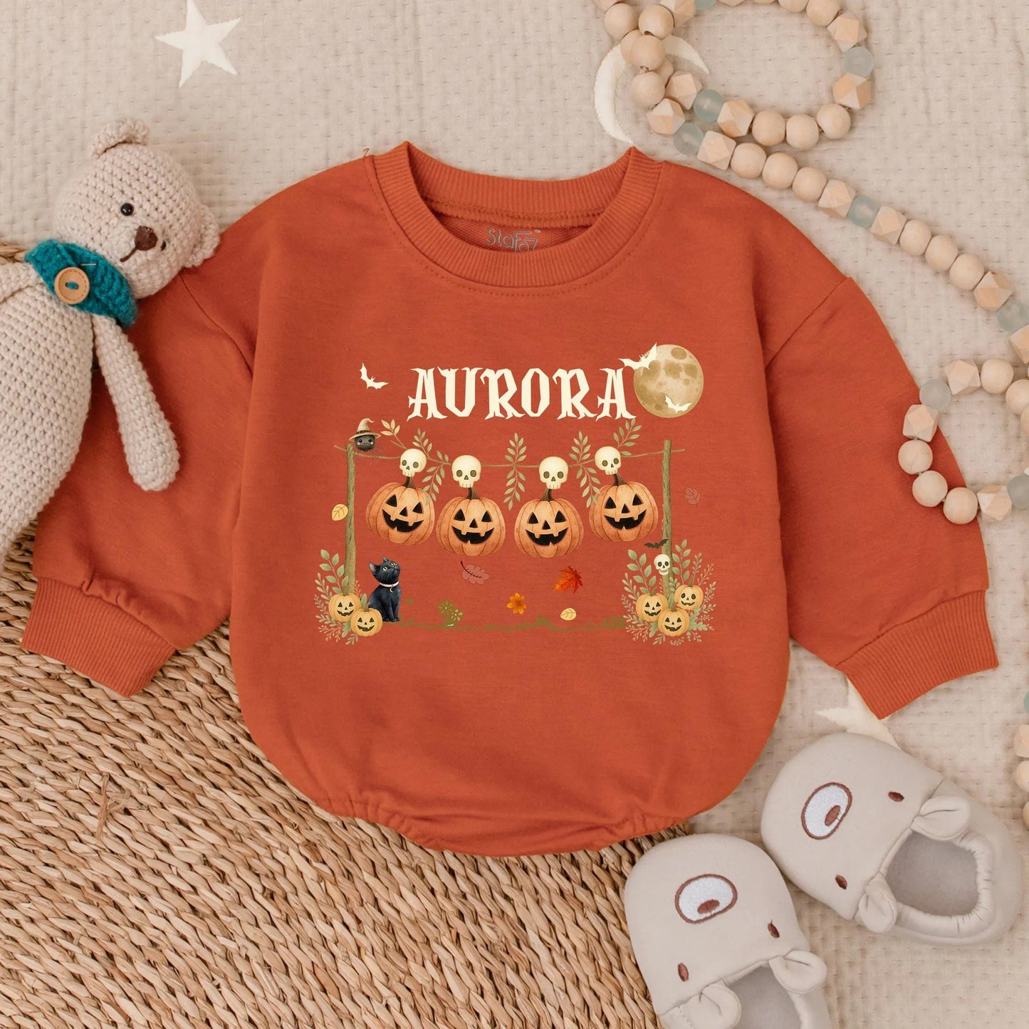 Customized Spooky Halloween Horror Bubble Romper Creepy Baby Toddler Outfit Scary Boy Girl Costume First Fall Season Gift