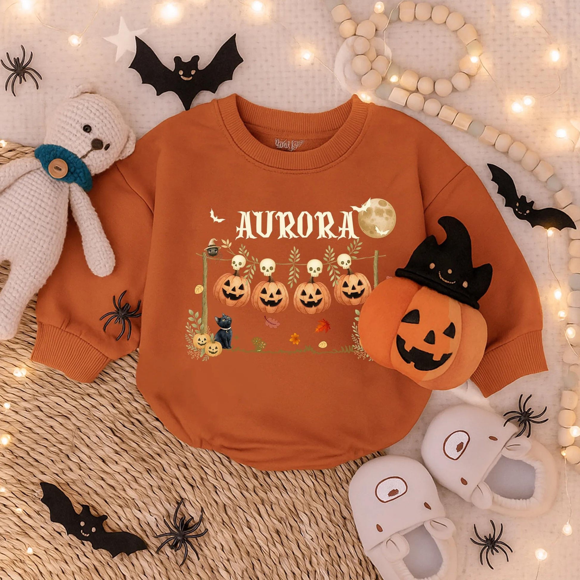 Customized Spooky Halloween Horror Bubble Romper Creepy Baby Toddler Outfit Scary Boy Girl Costume First Fall Season Gift