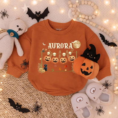 Customized Spooky Halloween Horror Bubble Romper Creepy Baby Toddler Outfit Scary Boy Girl Costume First Fall Season Gift