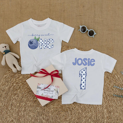 Personalized Sweet One Blueberry Baby Girl First Birthday Romper Outfit for Cake Smash Summer Party Bodysuit Gift