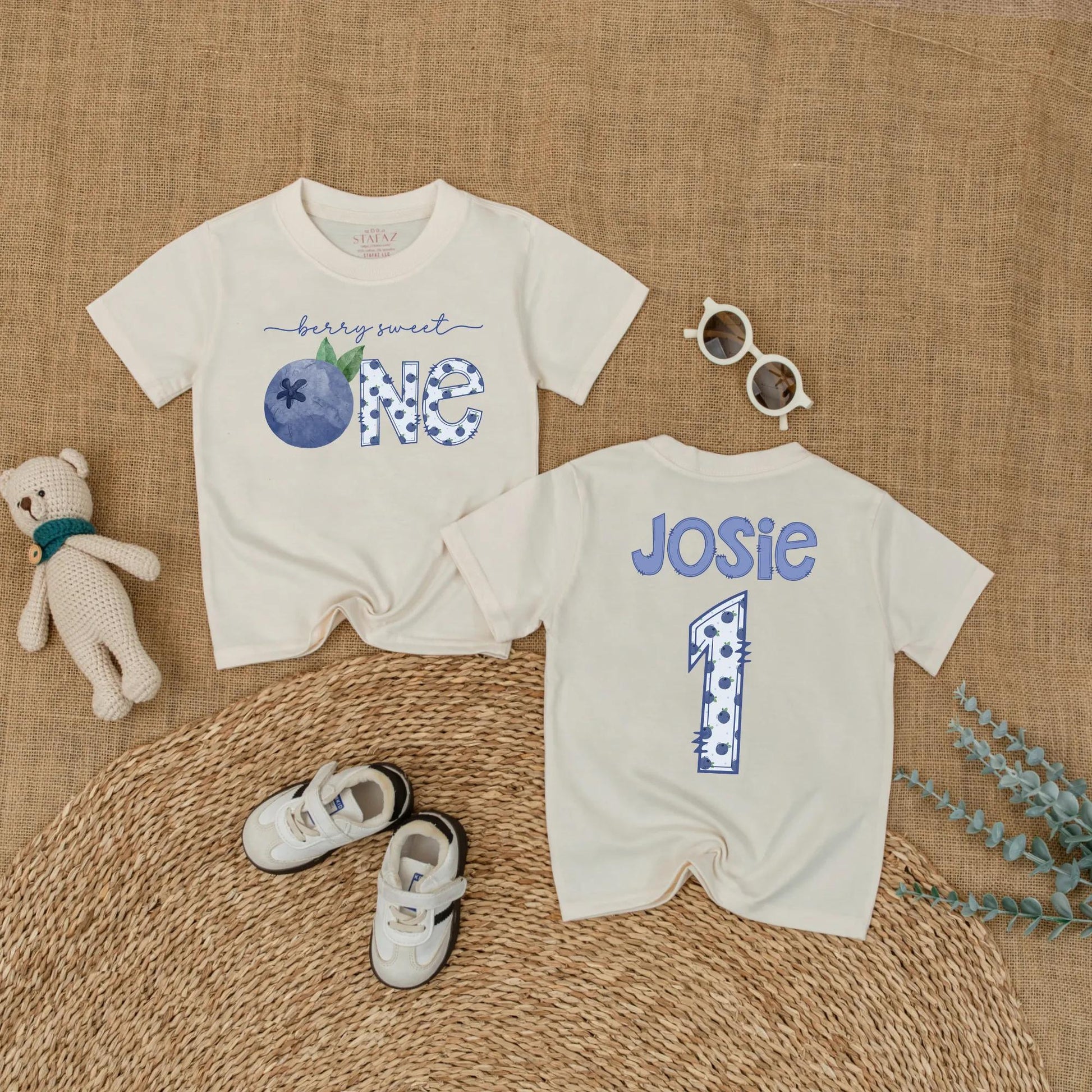 Personalized Sweet One Blueberry Baby Girl First Birthday Romper Outfit for Cake Smash Summer Party Bodysuit Gift