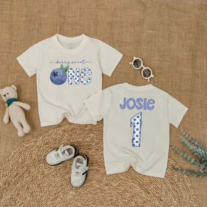 Personalized Sweet One Blueberry Baby Girl First Birthday Romper Outfit for Cake Smash Summer Party Bodysuit Gift