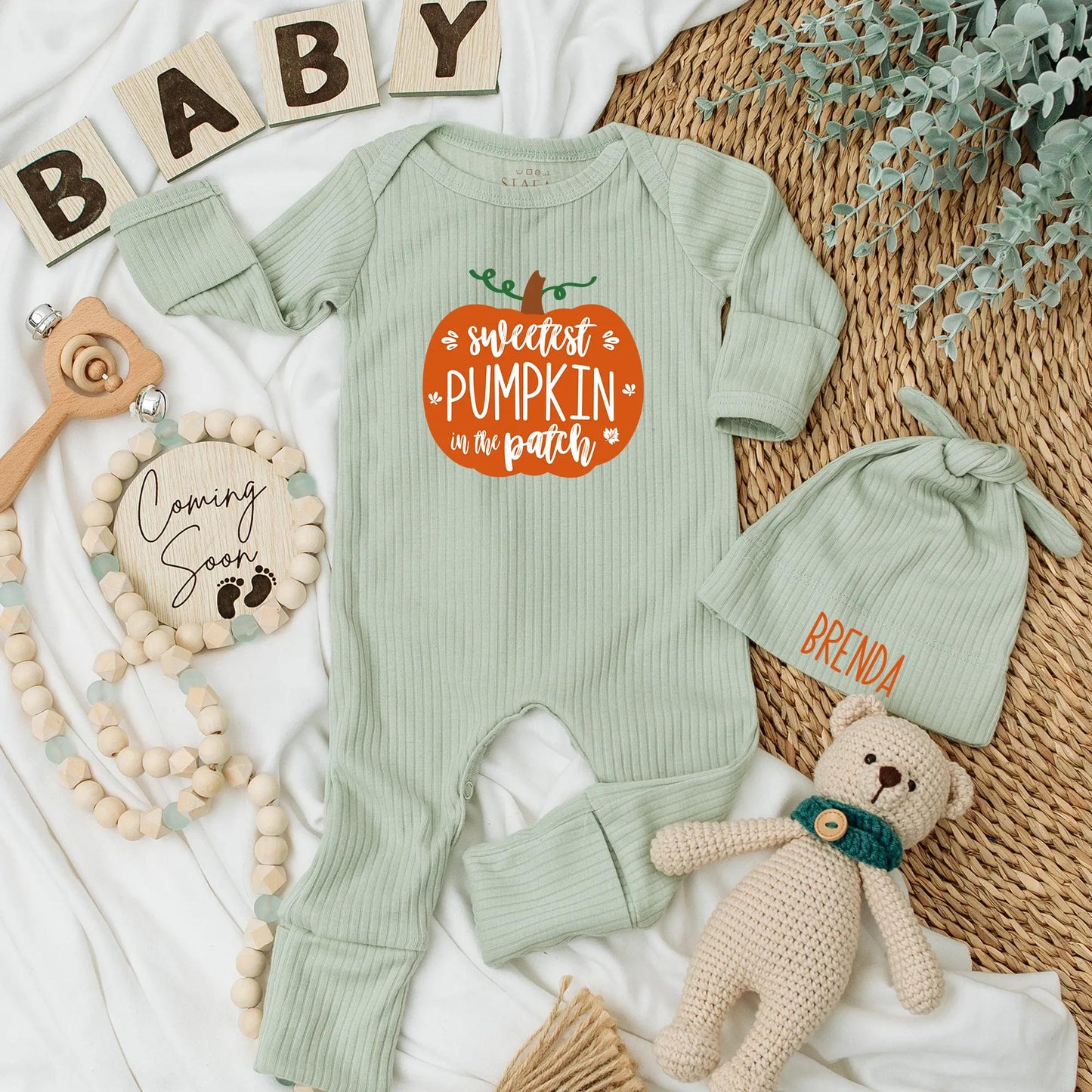 Sweetest Pumpkin in the Patch Baby Bodysuit Custom Newborn Romper Fall Thanksgiving Outfit Cute Autumn Baby Shower Gift for First Holiday