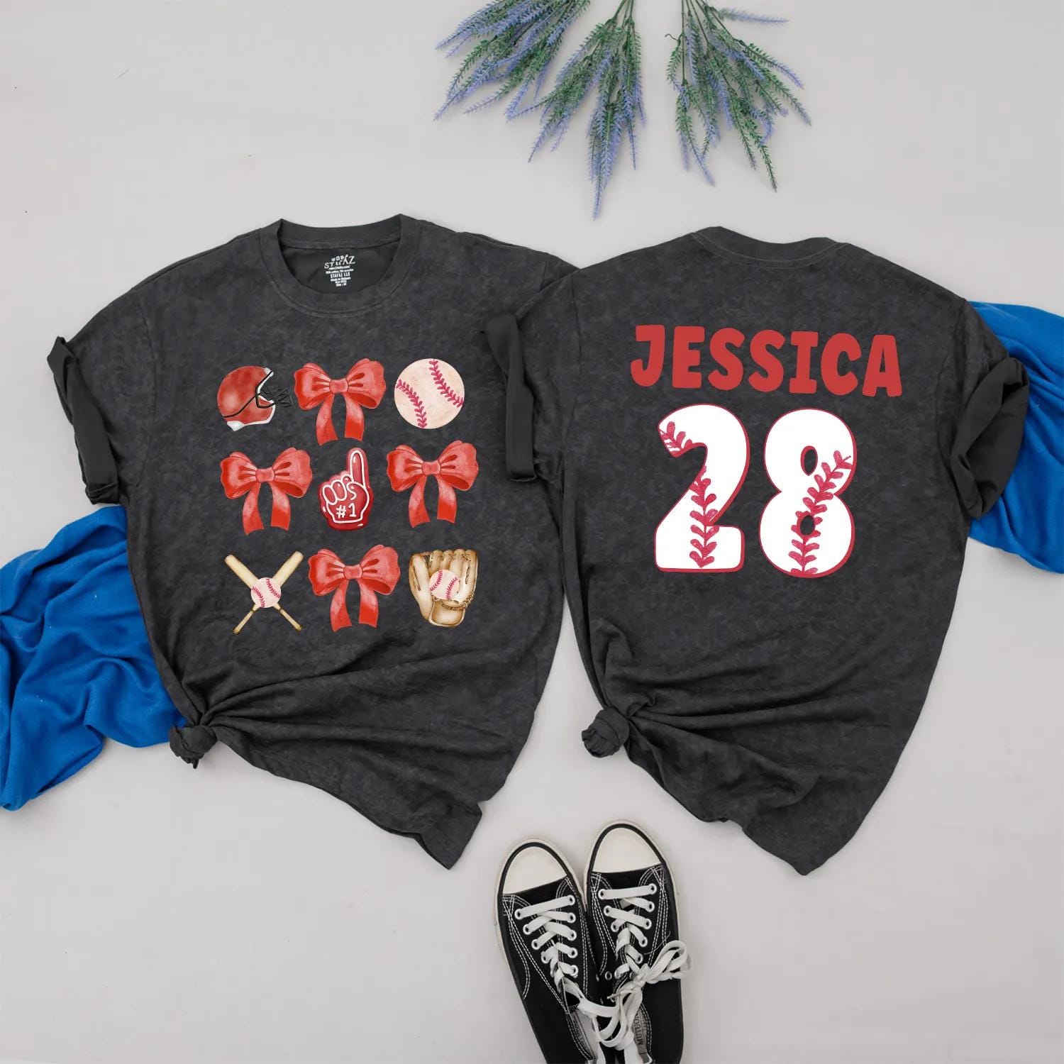 Custom Baseball Mom and Baby Matching Tees Personalized Name and Number Baseball Game Day Outfits