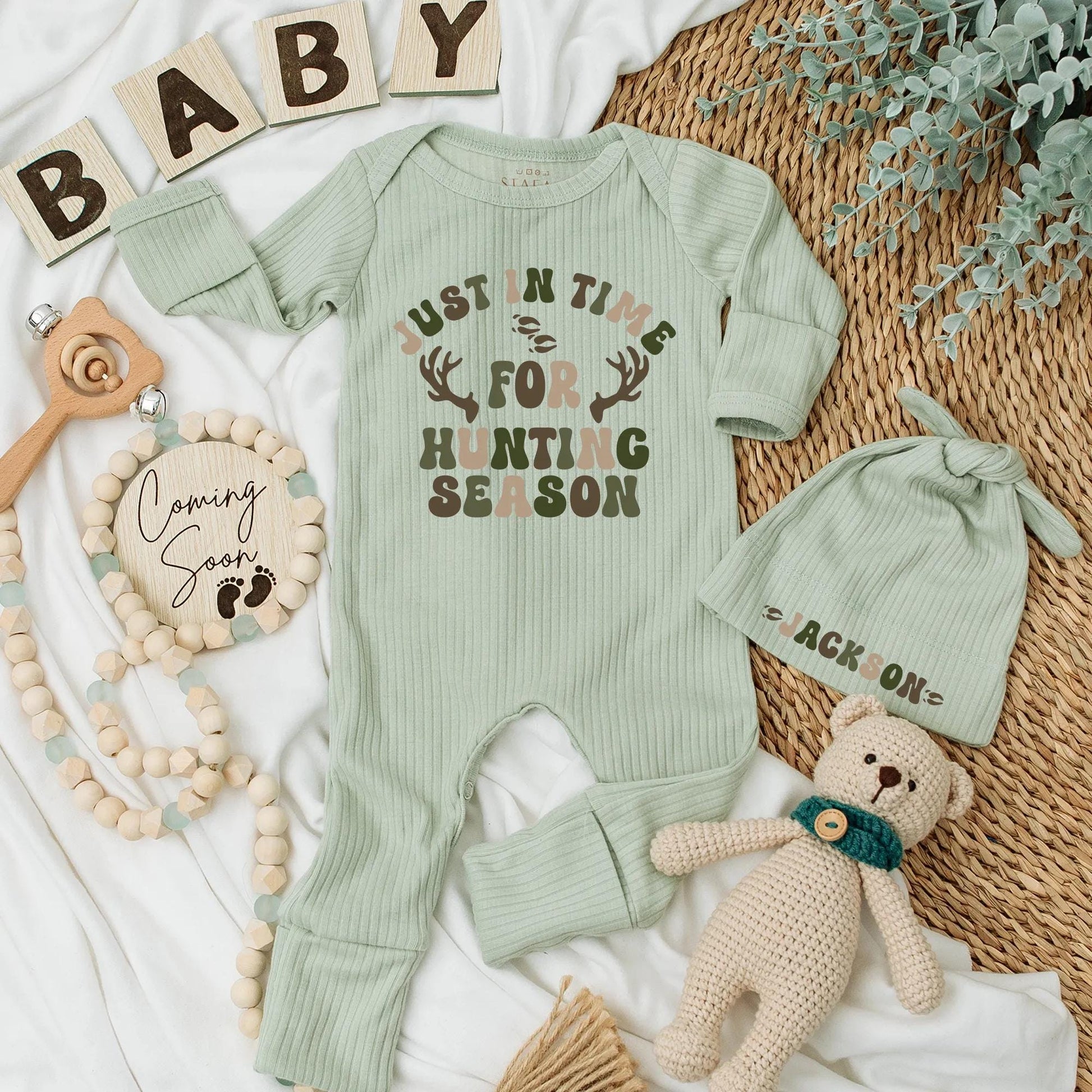 Hunting Season Baby Bodysuit, Retro Camo Outfit for Newborn, Baby Boy Hunter Clothes, Outdoor Baby Shower Gift, Little Hunter Romper (139 chars)