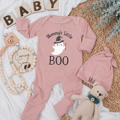Mommy's Little Boo Baby Bodysuit Cute Halloween Ghost Witch Hat Star Fall Outfit Newborn Gift