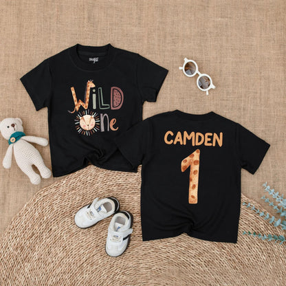 Personalized Wild One Safari Baby Romper, Jungle Animals 1st Birthday Outfit, Custom Name Bodysuit for Boy or Girl, Zoo Party Gift (137 chars)