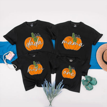 Little Pumpkin is One Fall Birthday Shirt Cute Orange Pumpkin Design for Baby's 1st Birthday Outfit Family Matching Gift