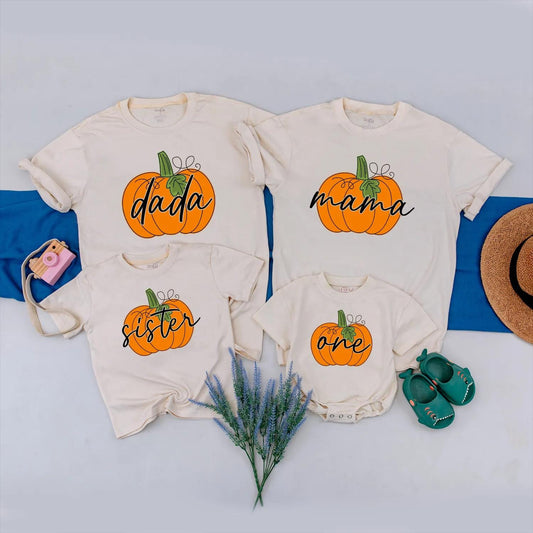 Little Pumpkin is One Fall Birthday Shirt Cute Orange Pumpkin Design for Baby's 1st Birthday Outfit Family Matching Gift