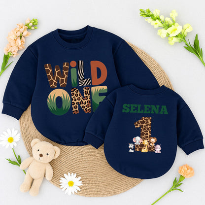 Custom Wild One Safari Birthday Outfit Baby Boy "SELENA" Giraffe Print First Birthday Bash Celebration Gift