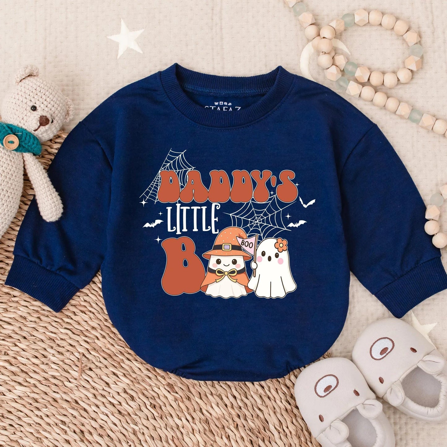 Daddy's Little Boo Bubble Romper Retro Bodysuit Spooky Babe Halloween Outfit Infant First Halloween Ghost Design Comfortable Cotton