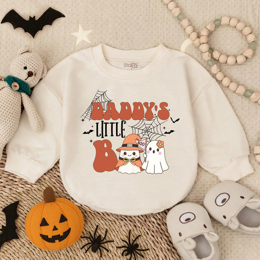 Daddy's Little Boo Bubble Romper Retro Bodysuit Spooky Babe Halloween Outfit Infant First Halloween Ghost Design Comfortable Cotton