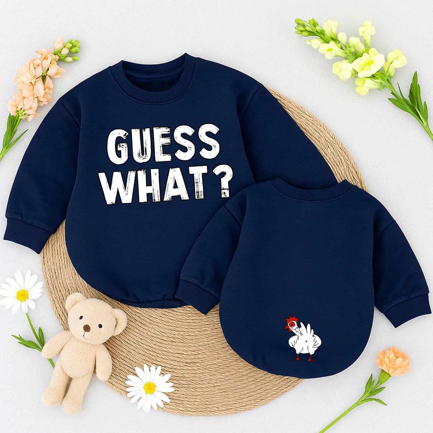 Guess What Chicken Butt Funny Baby Romper Gender Neutral Newborn Outfit Cute Baby Shower Gift Double Sided