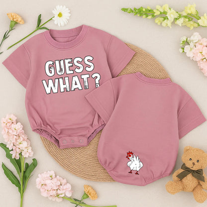 Guess What Chicken Butt Funny Baby Romper Gender Neutral Newborn Outfit Cute Baby Shower Gift Double Sided