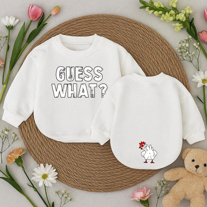 Guess What Chicken Butt Funny Baby Romper Gender Neutral Newborn Outfit Cute Baby Shower Gift Double Sided