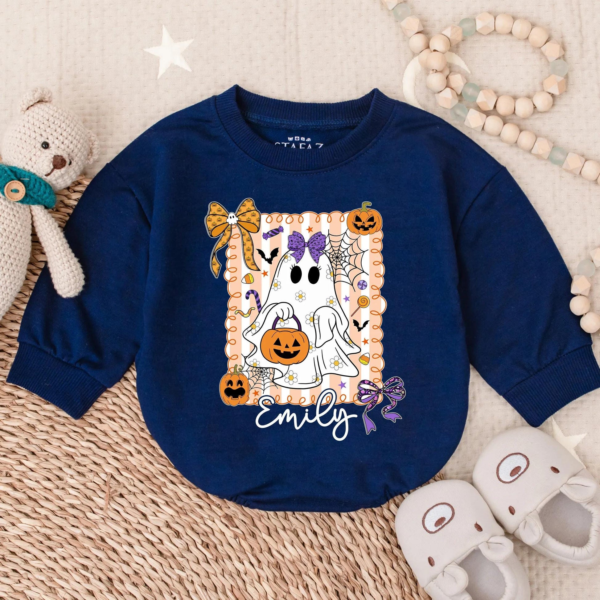 Custom Spooky Baby Boo Romper Cute Scary Halloween Costume for Baby Girl First Halloween Bodysuit Toddler Creepy Clothes