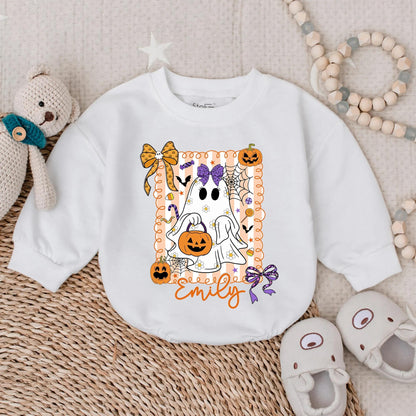 Custom Spooky Baby Boo Romper Cute Scary Halloween Costume for Baby Girl First Halloween Bodysuit Toddler Creepy Clothes