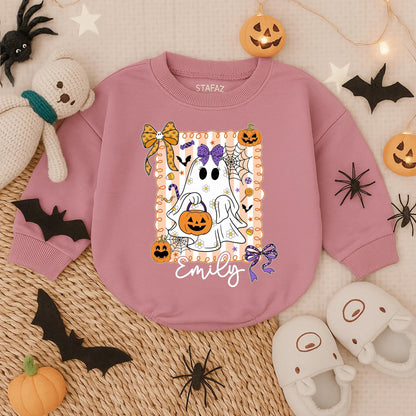 Custom Spooky Baby Boo Romper Cute Scary Halloween Costume for Baby Girl First Halloween Bodysuit Toddler Creepy Clothes