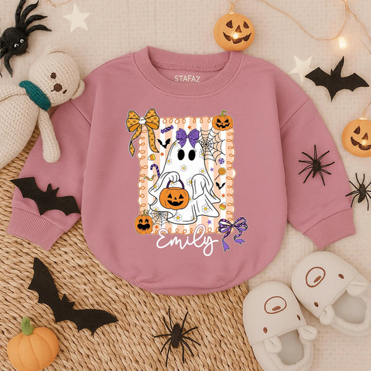 Custom Spooky Baby Boo Romper Cute Scary Halloween Costume for Baby Girl First Halloween Bodysuit Toddler Creepy Clothes
