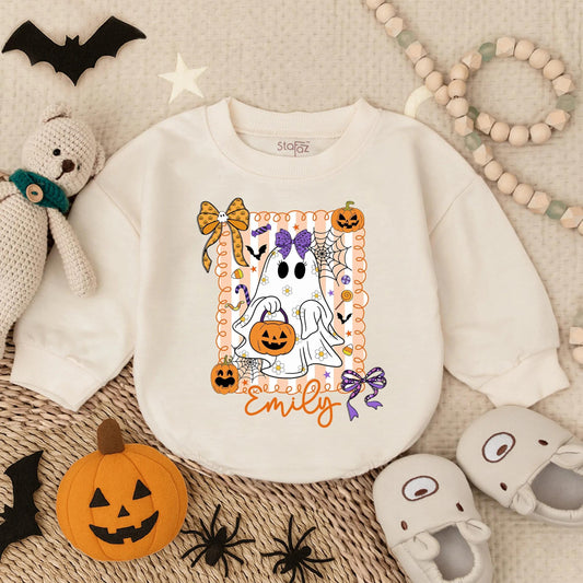 Custom Spooky Baby Boo Romper Cute Scary Halloween Costume for Baby Girl First Halloween Bodysuit Toddler Creepy Clothes