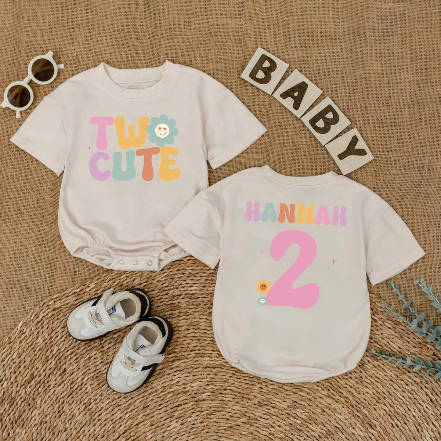 Groovy Two Cute Birthday Girl Shirt Personalized for Her 2nd Birthday Party Outfit Custom Gift Idea